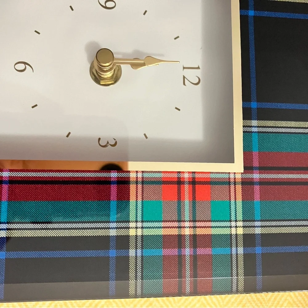 MacKenzie-Childs Tartan Carriage Clock in Red, Teal, Navy, and Black